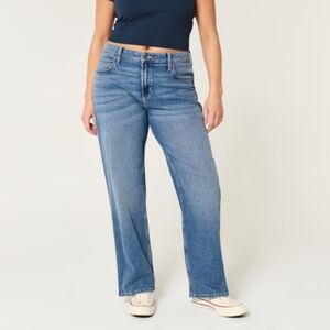 HOLLISTER ultra High Waisted Dad Jeans Classic Blue Grunge Momcore 90s Baggy